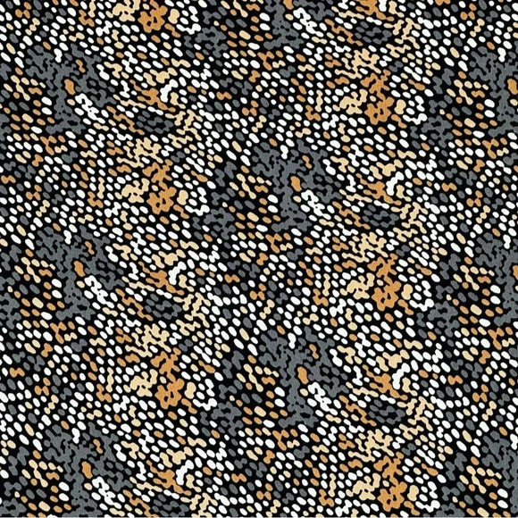 East 5th L Large‎ Shirt Top Gray Brown Abstract 3/4 Sleeve Cowl Neck Stretch - Picture 2 of 6